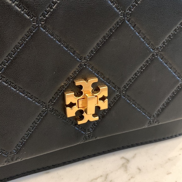 Tory Burch black convertible Georgia turn-lock mini bag with removable strap. - Picture 7 of 10